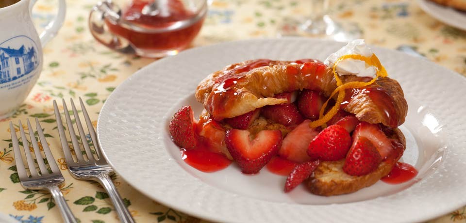 Croissant french toast slathered with strawberries